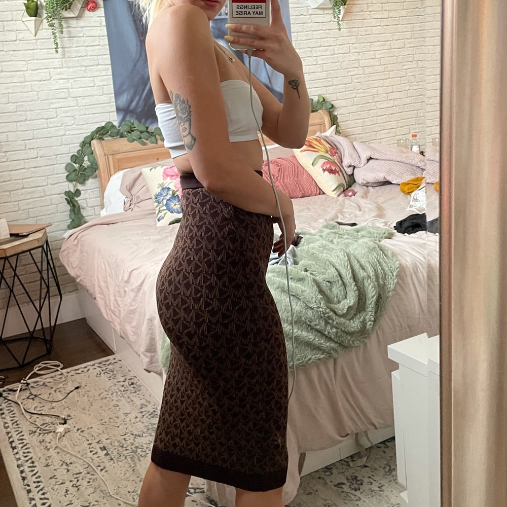 Michael Kors brown monogram skirt